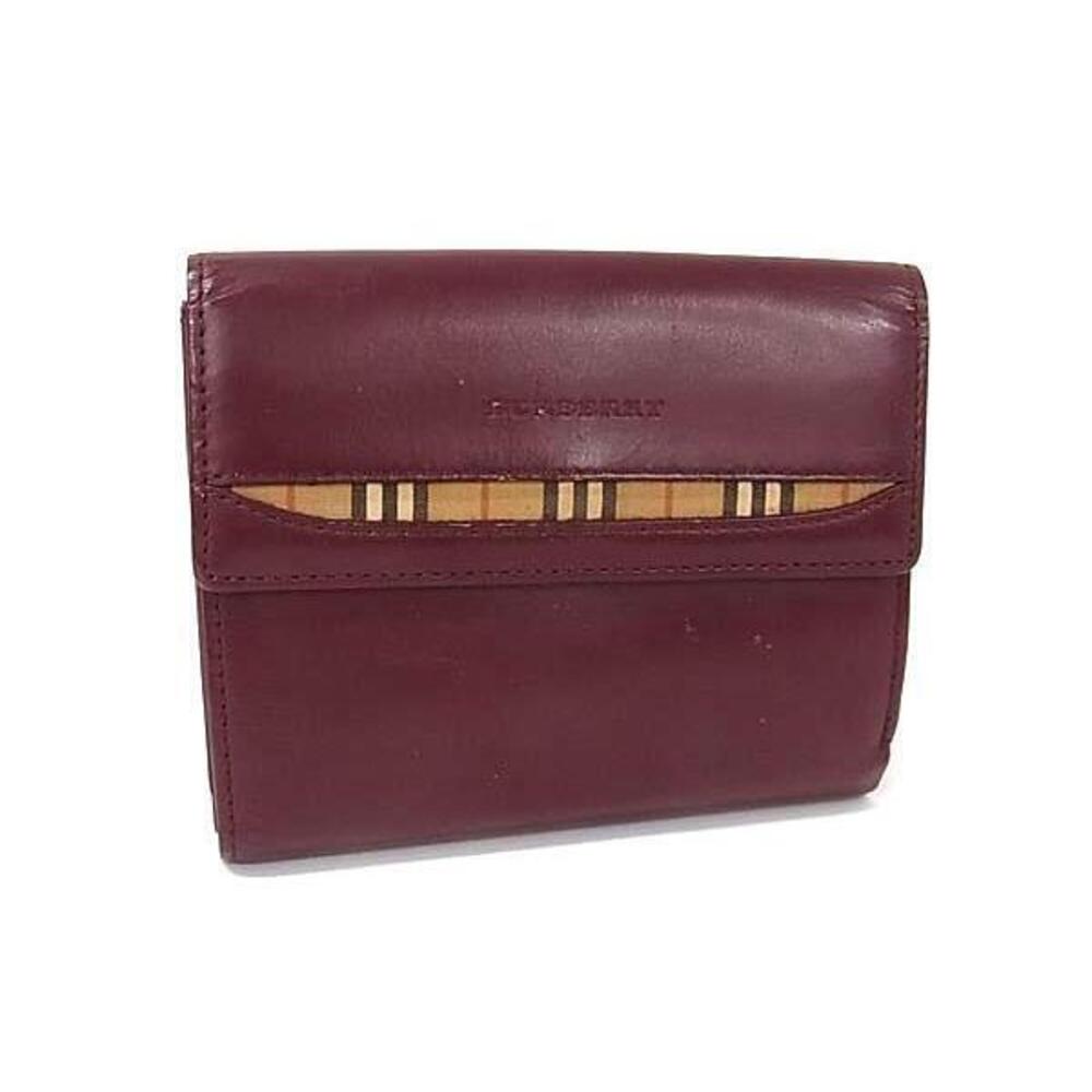BURBERRY Leather Bi fold Wallet Billfold Wallet Bordeaux Purple